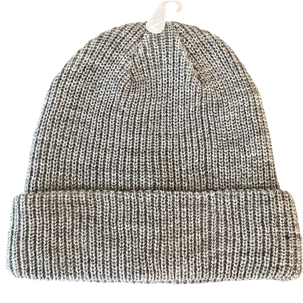 American Eagle Gray Marl Ribbed Cuffed Beanie Hat One‎ Size Acrylic Knit Unisex